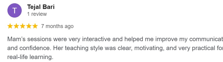 Google review screenshot for Sayali Saptarshi