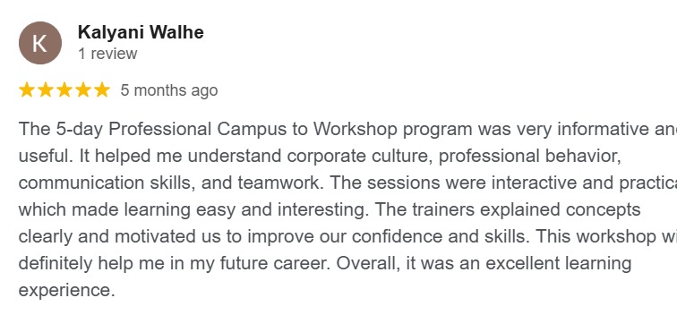 Google review screenshot for Sayali Saptarshi