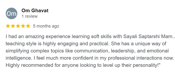 Google review screenshot for Sayali Saptarshi